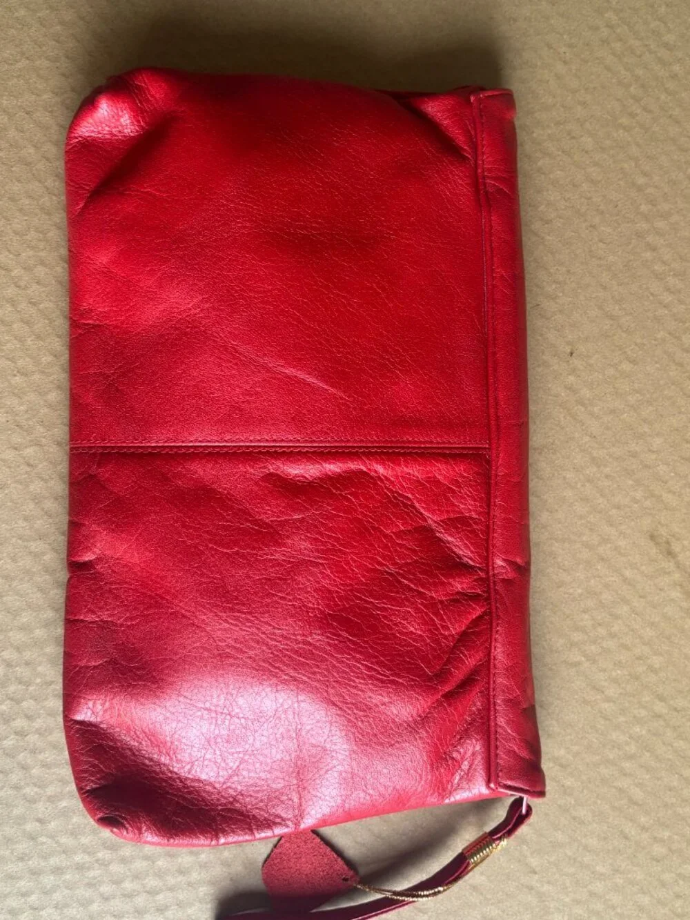 Retro Vintage 1980s Cherry Red Leather Clutch